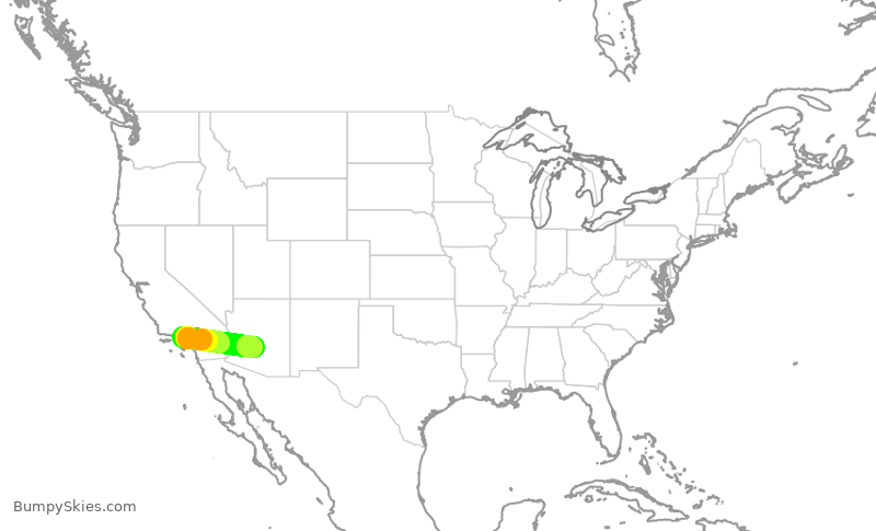 Turbulence forecast map for SWA1460, BUR to PHX