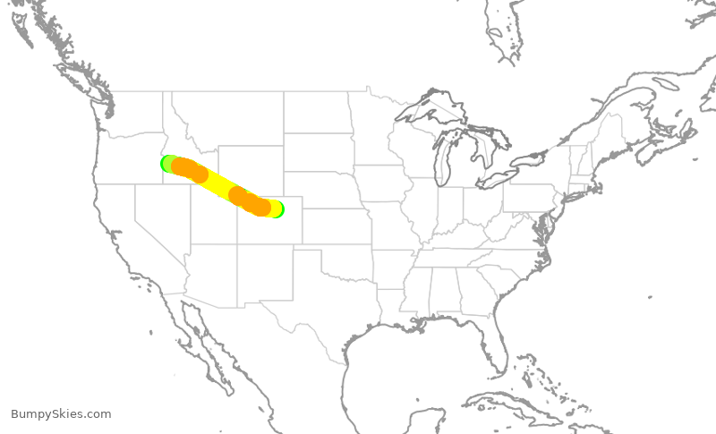 Turbulence forecast map for SWA1461, DEN to BOI