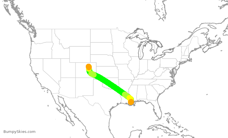 Turbulence forecast map for SWA1467, DEN to MSY