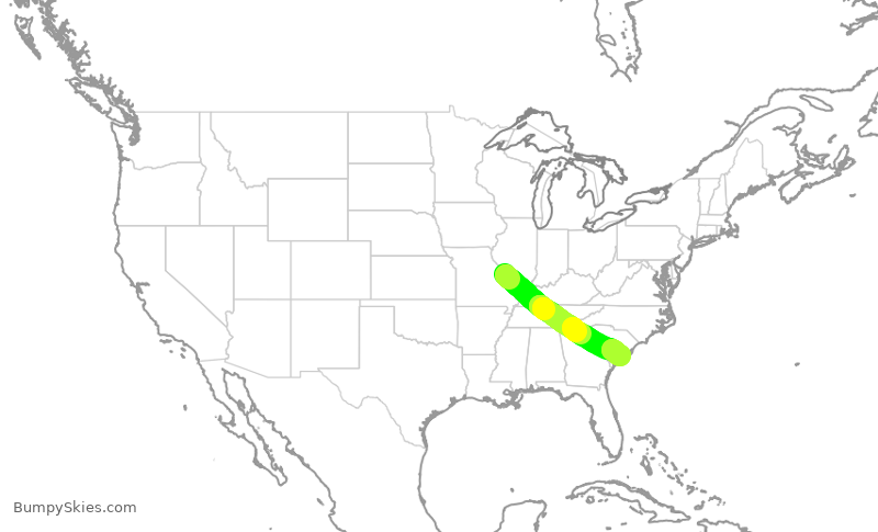 Turbulence forecast map for SWA1467, STL to CHS