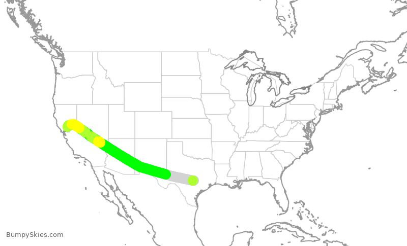 Turbulence forecast map for SWA1468, AUS to SMF