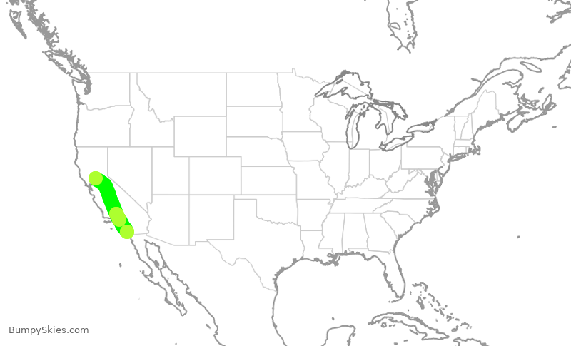 Turbulence forecast map for SWA1468, SMF to SAN