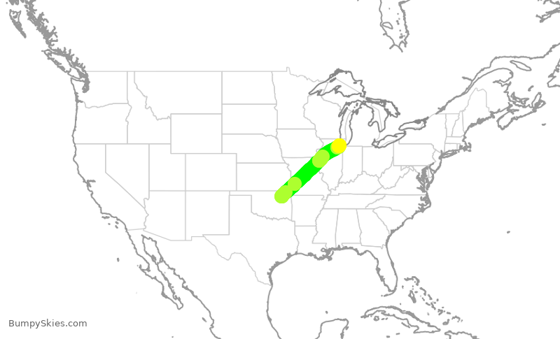 Turbulence forecast map for SWA146, TUL to MDW