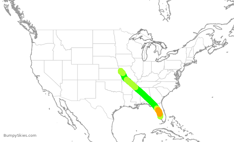 Turbulence forecast map for SWA1473, RSW to MCI