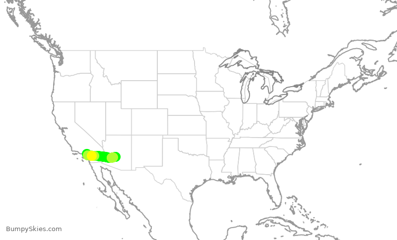 Turbulence forecast map for SWA1474, ONT to PHX