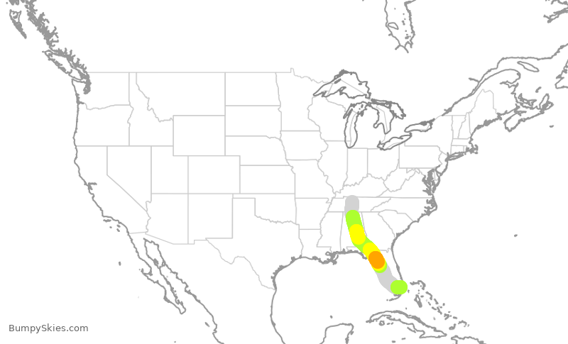 Turbulence forecast map for SWA1478, BNA to FLL