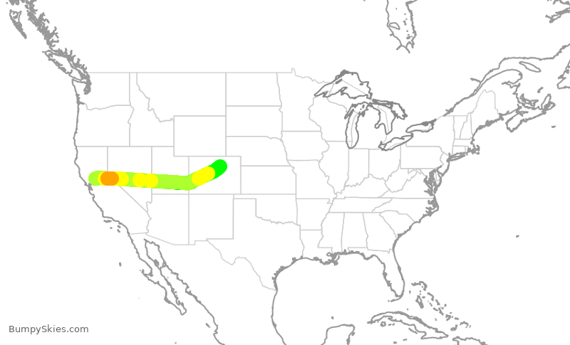Turbulence forecast map for SWA1479, SMF to DEN
