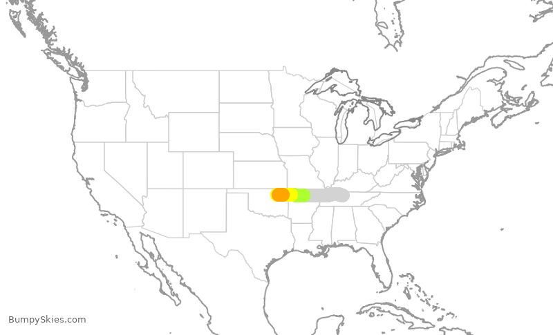 Turbulence forecast map for SWA1482, BNA to TUL