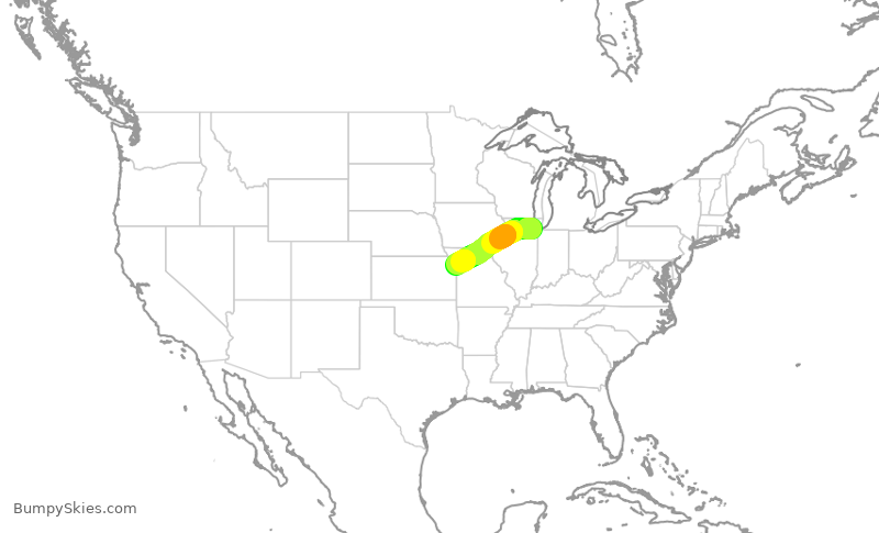 Turbulence forecast map for SWA1482, MDW to MCI
