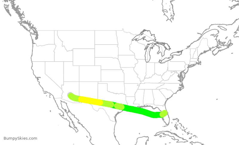 Turbulence forecast map for SWA1482, PHX to MCO