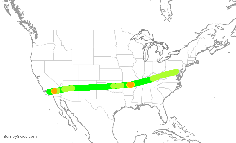 Turbulence forecast map for SWA1483, BWI to LAX