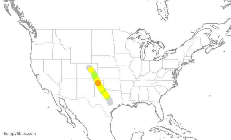 Turbulence forecast map for SWA1486, AUS to DEN