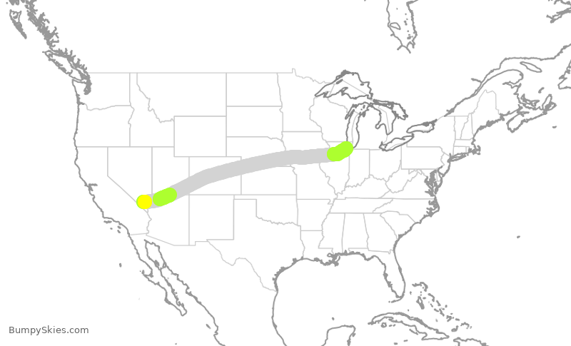 Turbulence forecast map for SWA1487, LAS to MDW