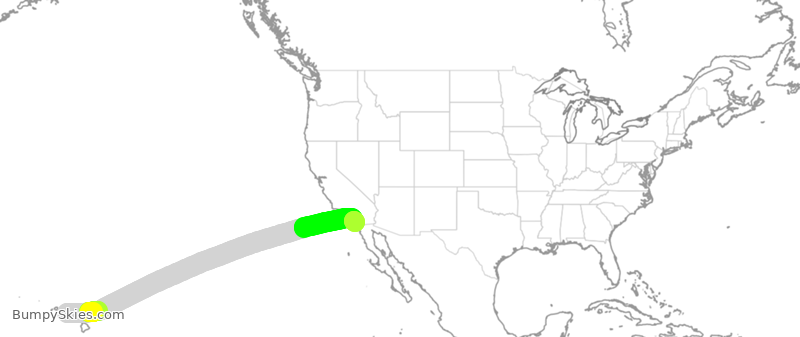 Turbulence forecast map for SWA1492, HNL to SAN