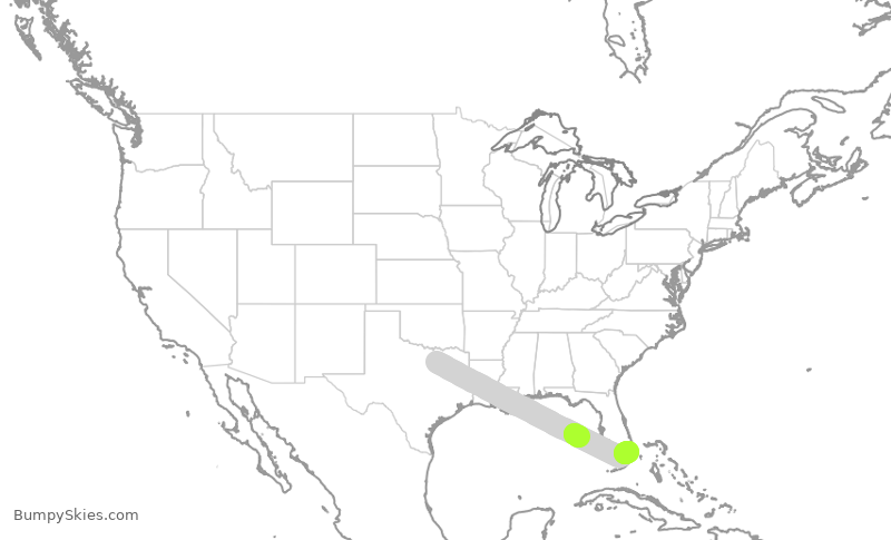 Turbulence forecast map for SWA1497, DAL to FLL