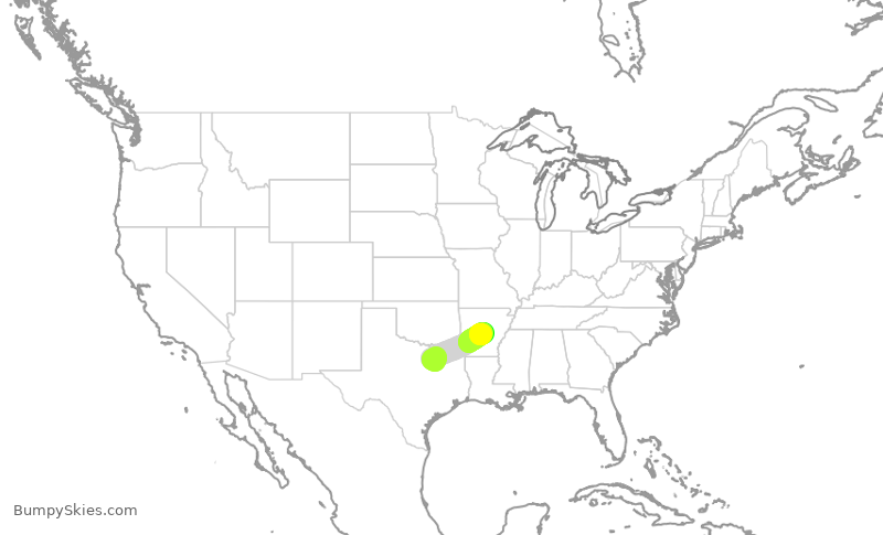 Turbulence forecast map for SWA1498, DAL to LIT