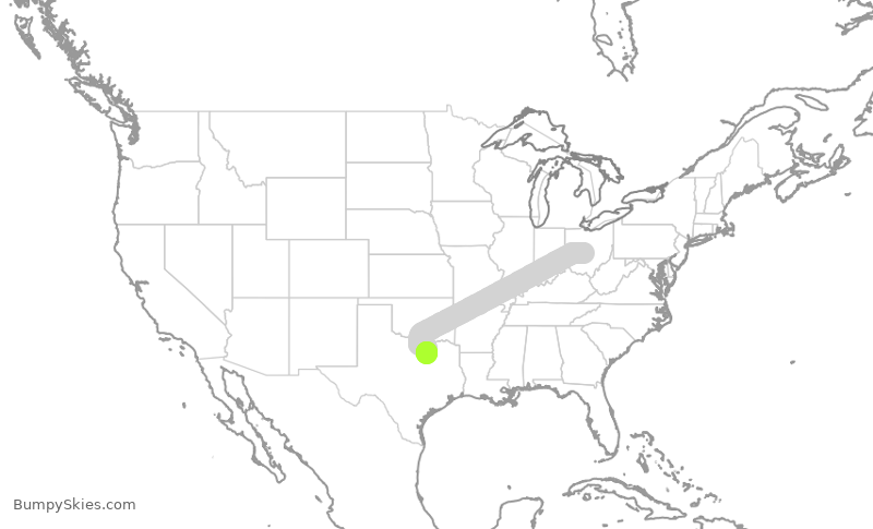 Turbulence forecast map for SWA1501, CMH to DAL