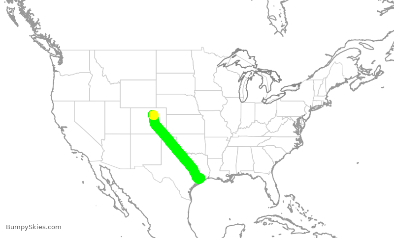 Turbulence forecast map for SWA1504, DEN to HOU
