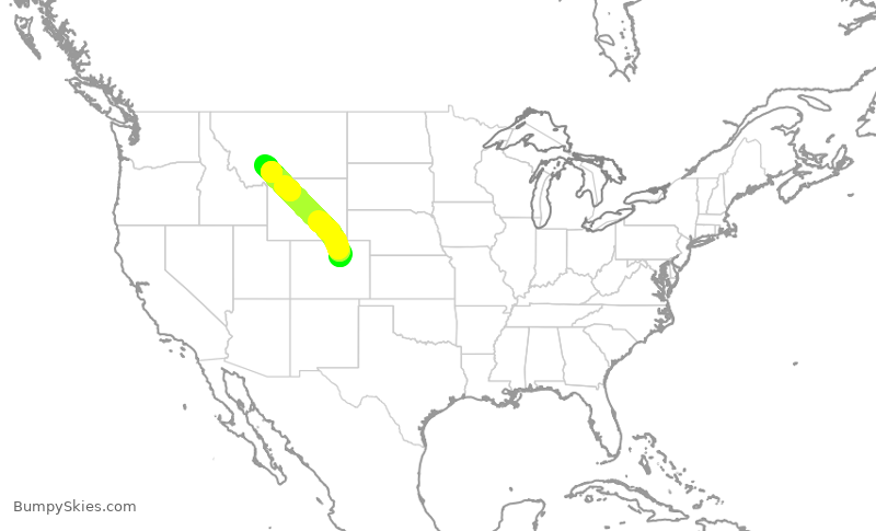 Turbulence forecast map for SWA1505, DEN to BZN