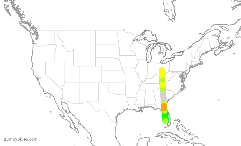 Turbulence forecast map for SWA1507, CMH to RSW