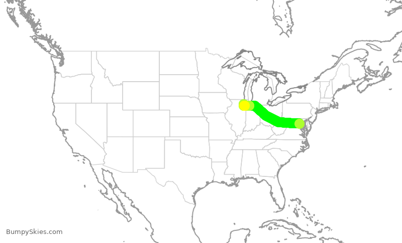 Turbulence forecast map for SWA1508, DCA to MDW