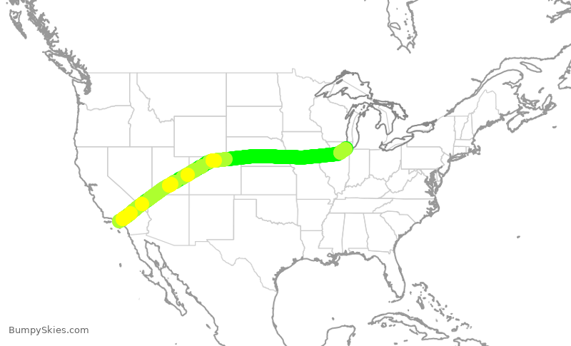 Turbulence forecast map for SWA1508, LAX to MDW