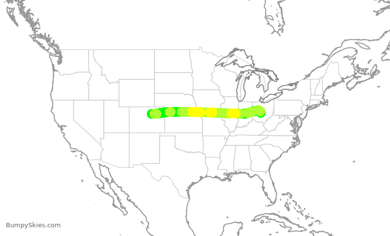 Turbulence forecast map for SWA1509, DEN to CMH