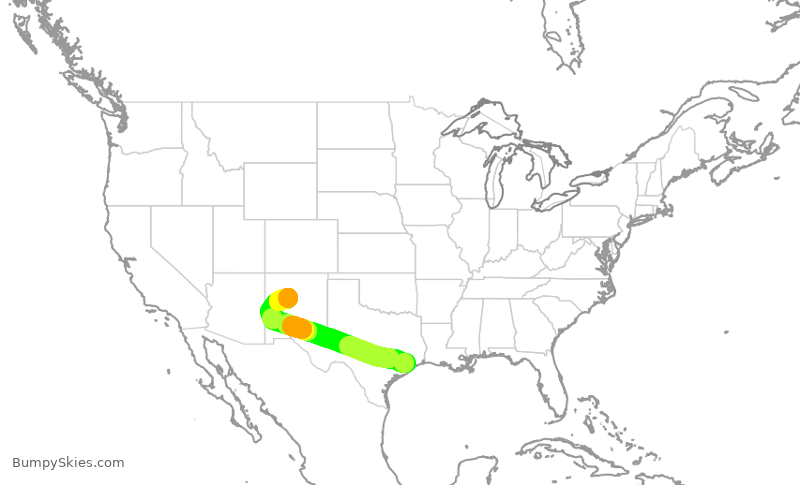 Turbulence forecast map for SWA1534, HOU to ABQ