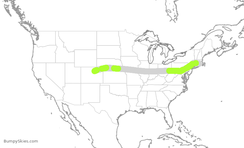 Turbulence forecast map for SWA153, PVD to DEN