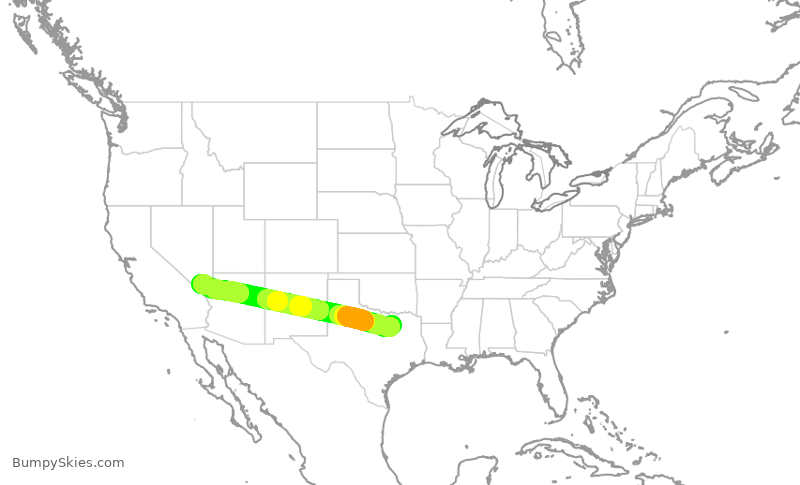 Turbulence forecast map for SWA1542, DAL to LAS