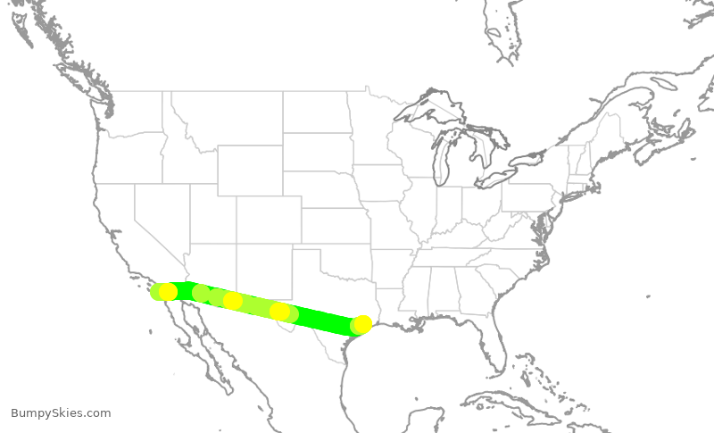 Turbulence forecast map for SWA1542, SAN to HOU
