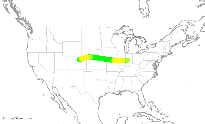 Turbulence forecast map for SWA1545, IND to DEN