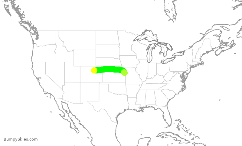 Turbulence forecast map for SWA1547, DEN to MCI