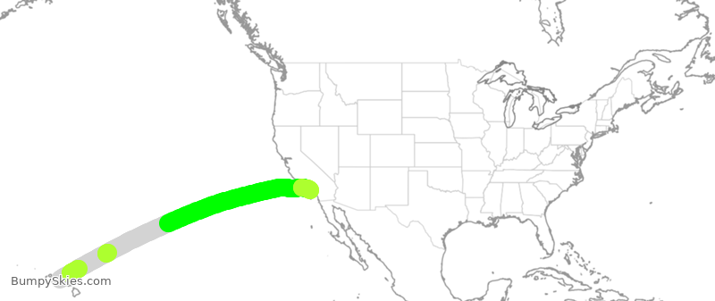Turbulence forecast map for SWA1550, HNL to LAX