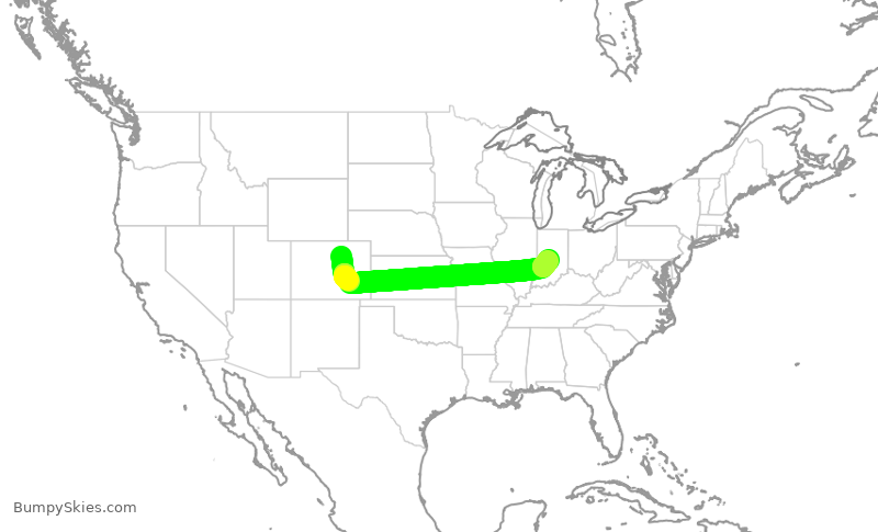 Turbulence forecast map for SWA1554, DEN to IND
