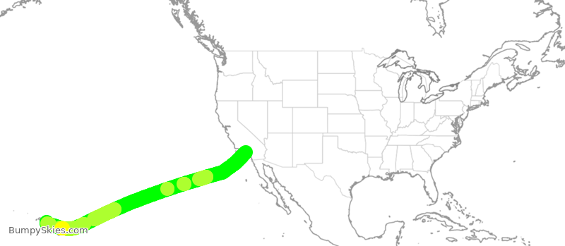 Turbulence forecast map for SWA1557, LGB to HNL