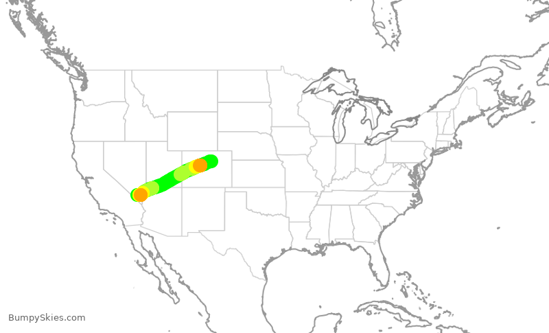 Turbulence forecast map for SWA1559, DEN to LAS