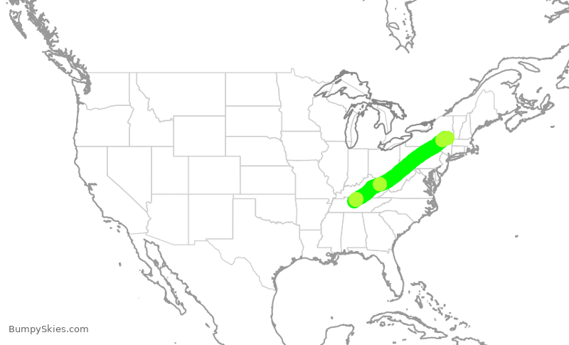 Turbulence forecast map for SWA155, ALB to BNA