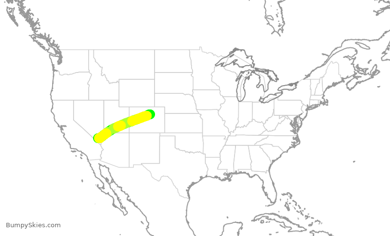 Turbulence forecast map for SWA1563, DEN to LAS