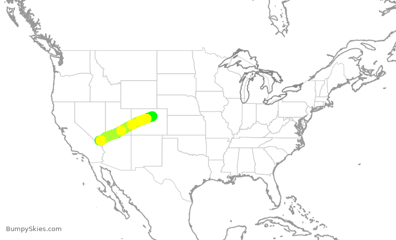 Turbulence forecast map for SWA1566, DEN to LAS