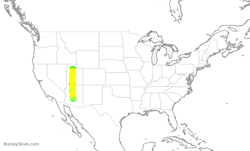 Turbulence forecast map for SWA1566, PHX to SLC