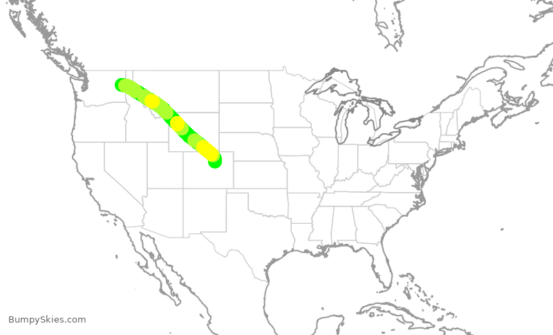 Turbulence forecast map for SWA1567, DEN to GEG