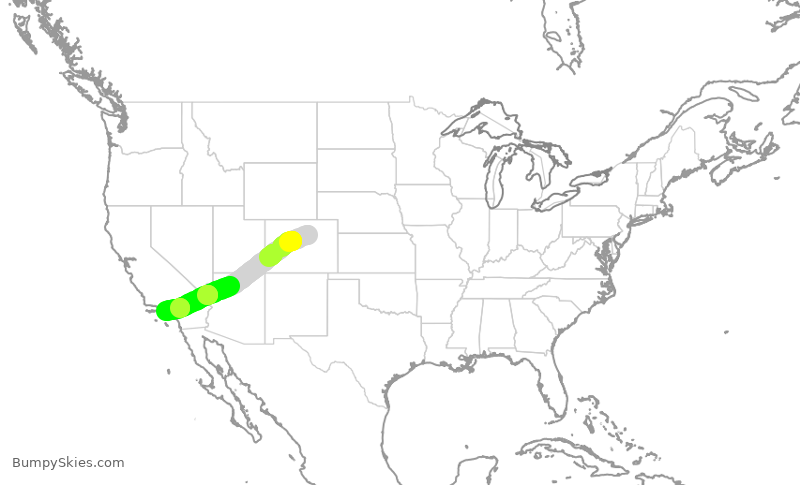Turbulence forecast map for SWA1569, DEN to LAX