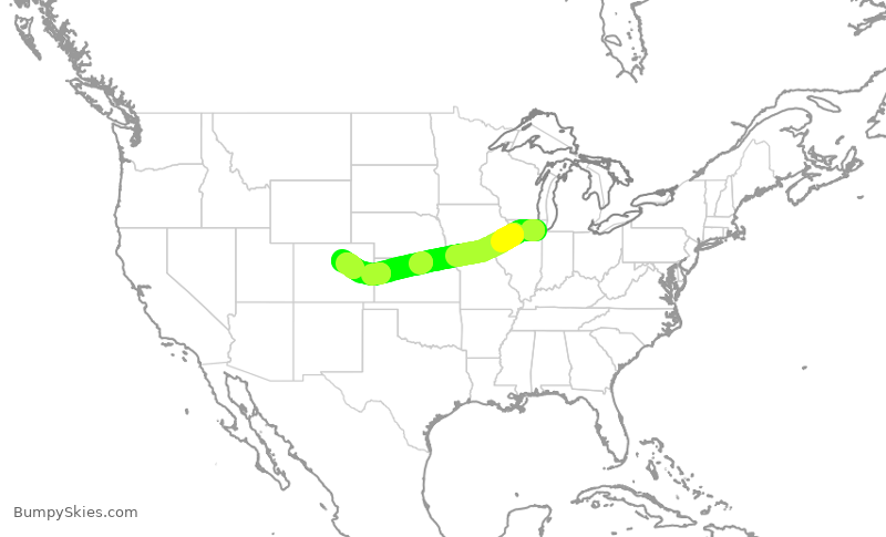 Turbulence forecast map for SWA156, MDW to DEN