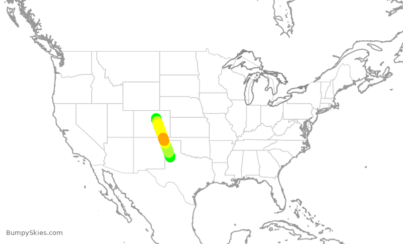 Turbulence forecast map for SWA1574, DEN to LBB