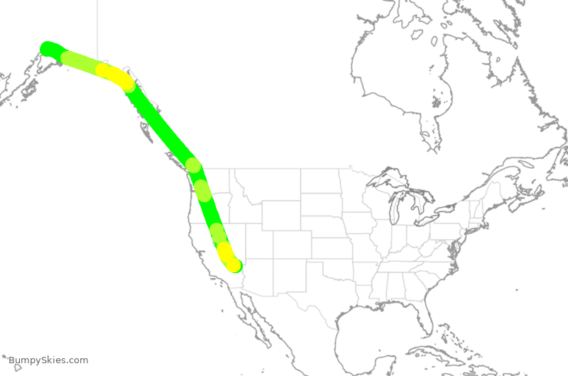 Turbulence forecast map for SWA1575, LAS to ANC