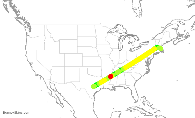 Turbulence forecast map for SWA1576, AUS to BOS