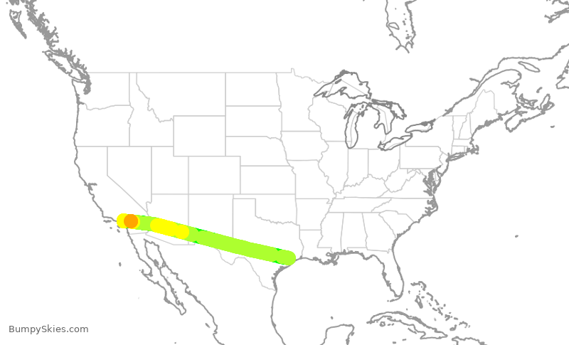 Turbulence forecast map for SWA1577, HOU to ONT