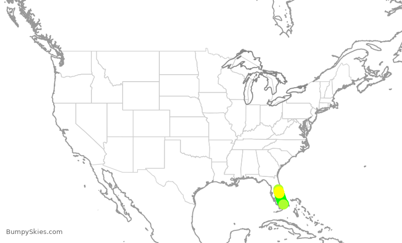 Turbulence forecast map for SWA1578, MIA to MCO