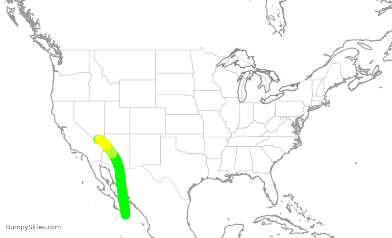 Turbulence forecast map for SWA157, SJD to LAS